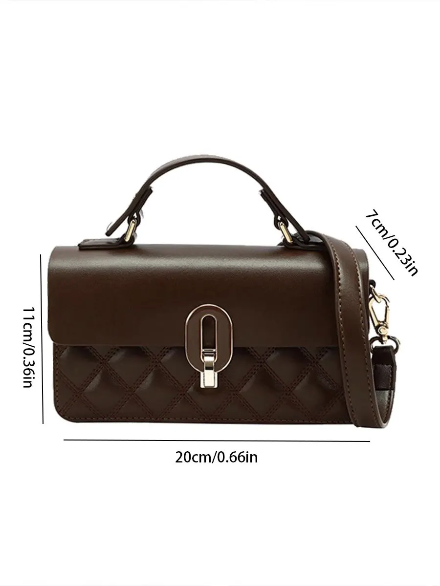 2022 New Autumn/Winter Brown Bag Women's Fashion Lingge Handbag Sense Commuter Work One Shoulder Crossbody Bag