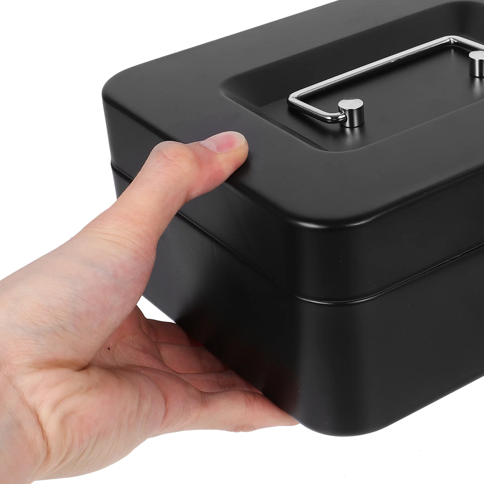 صندوق نقود قابل للقفل منظم تخزين أموال معدني آمن لسطح المكتب لحامل العملات المعدنية المنزلية صندوق قفل صغير مع رمز رقمي #3