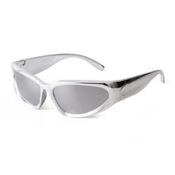 STORY Fashion Y2K Silver Frame Sport Sunglasses Women Men 90s Trendy Mirrored Hot Pink Cycling Mercury Lens Sun Glasses S20891G