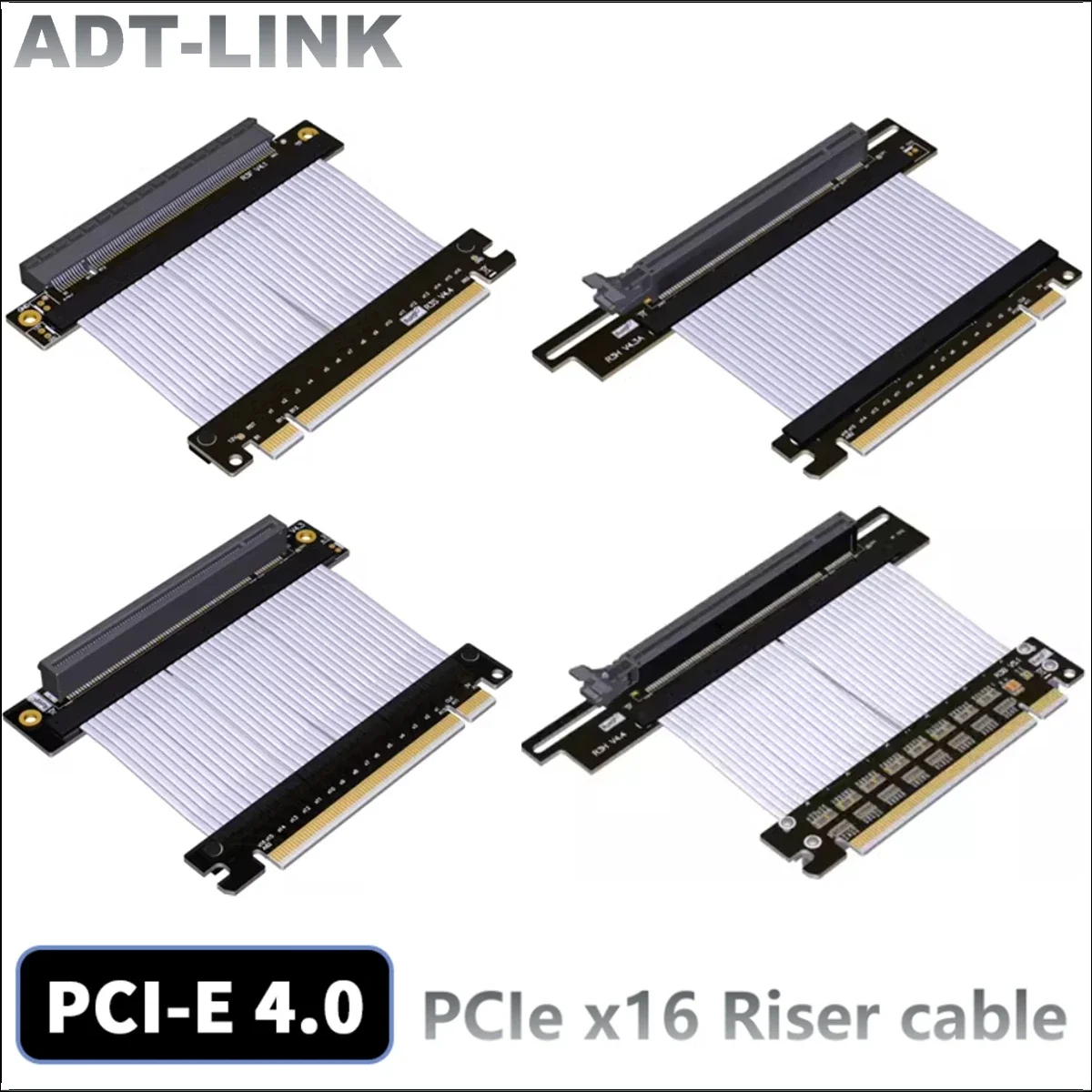 

ADT-Link High Speed PCIe 4.0 x16 to x16 Riser Cable PCIe 4.0 Black/Silver GPU Gaming For ATX RTX 3090 Video Cards Vertical Mount