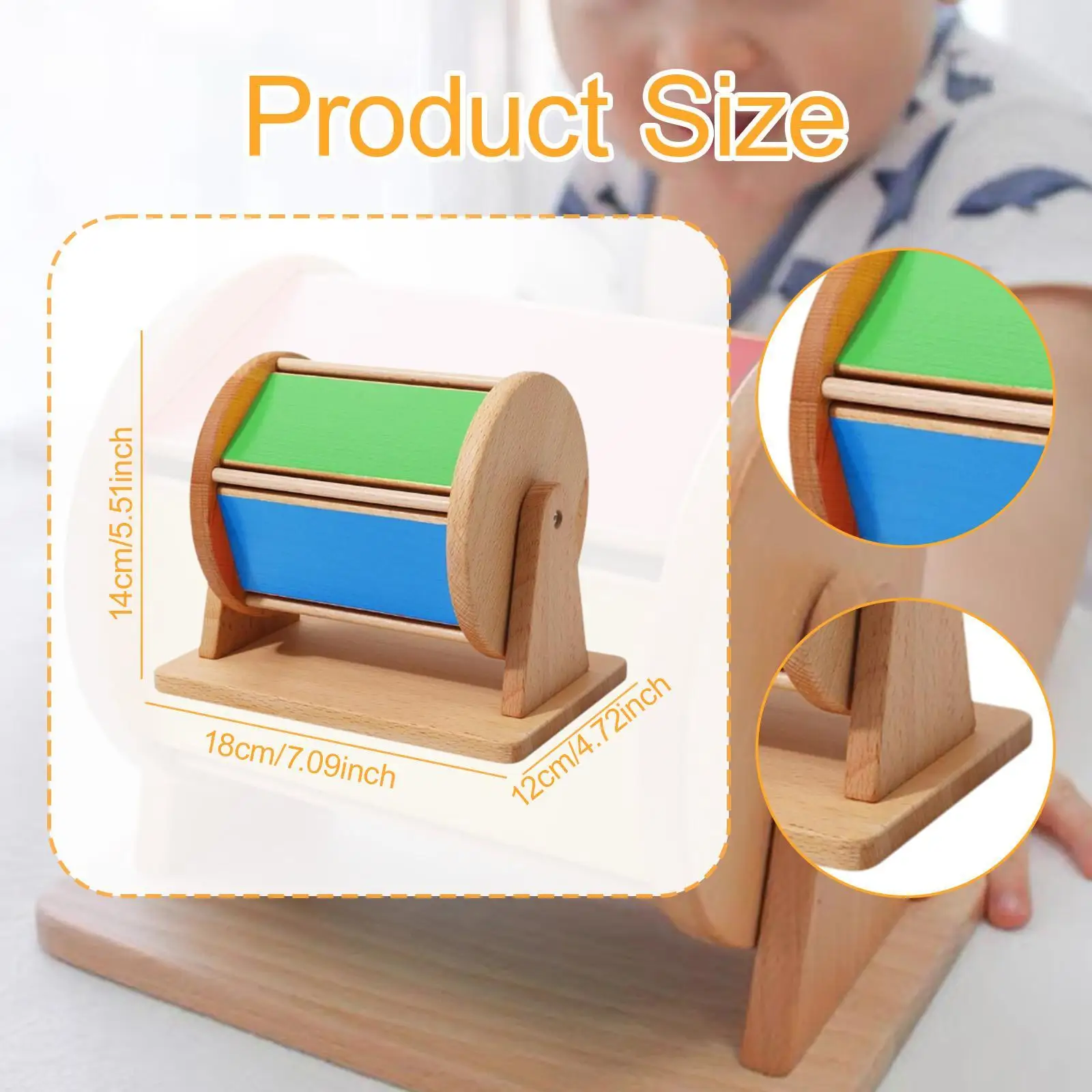 Jouet pour bébé à tambour rotatif, reconnaissance des couleurs des motricité Fine avec roulement par miroir