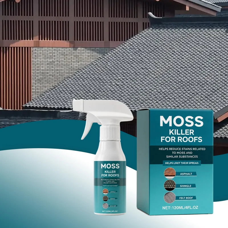 Moss Killer for Roofs 120ml Algae Remover Spray Asphalt Shingle Felt Roof Cleaning Treatment