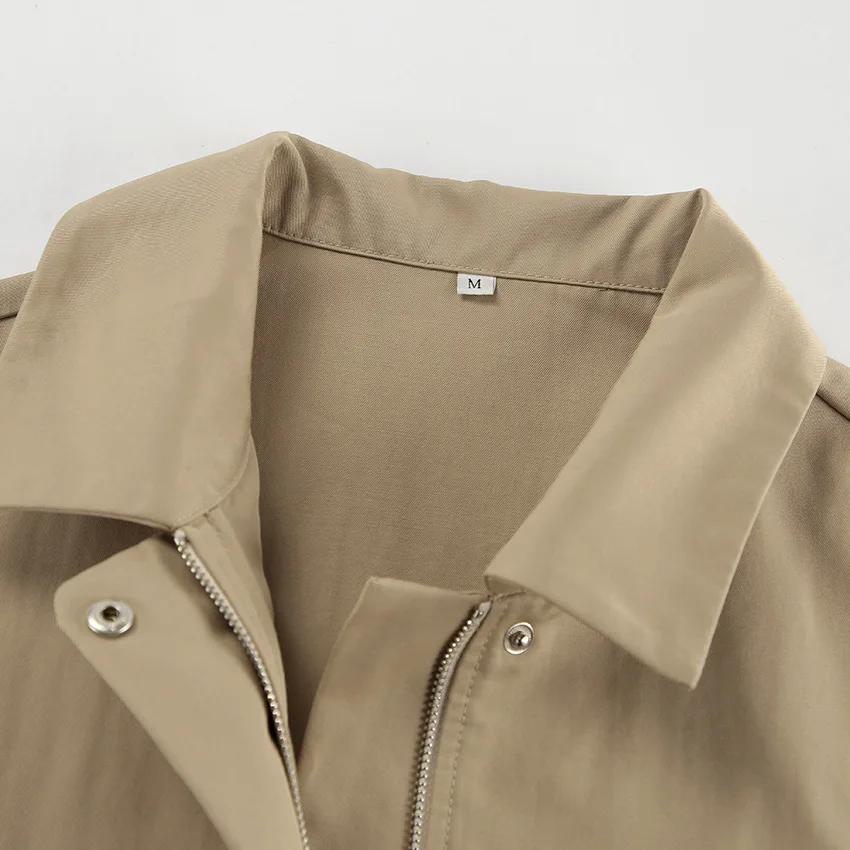 ZAROY Khaki Trench Short Coat Fall Casual Women Bomber Jacket Elegant Lapel Commute Outwear Streetwear Chaquetas De Mujer Veste