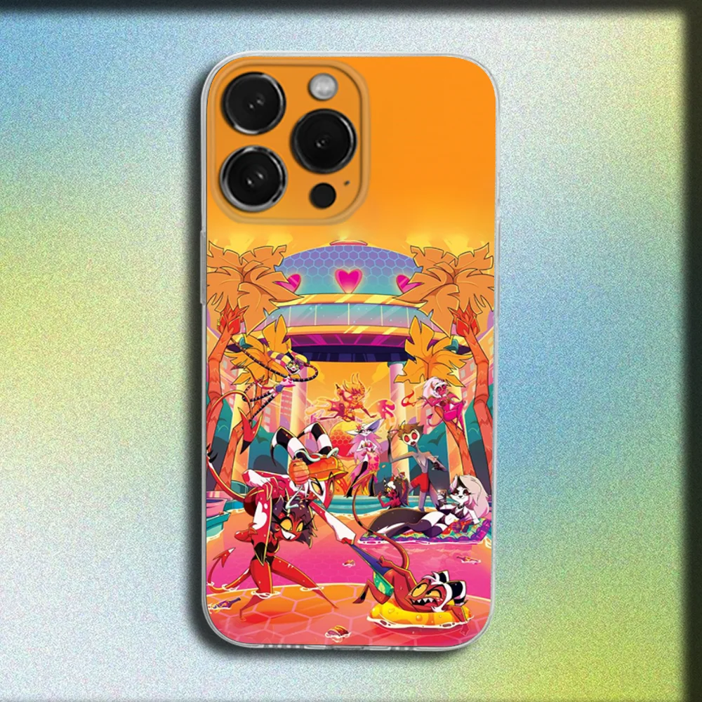 أنيمي الكرتون H-Helluva Boss جراب هاتف آيفون 16,15,14,13,12,11 زائد ، برو ، ماكس ، XR ، XS ، زائد ، E ، غطاء ناعم شفاف صغير