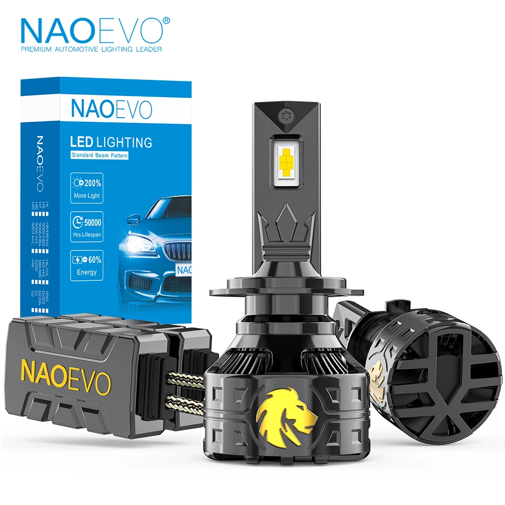 NAOEVO P1 H7 H4 H11 LED Bulbs And HB3 9005 HB4 9006 LED Lights With Decoding 12V 140W 16800LM High Power LED LightS 2PCS