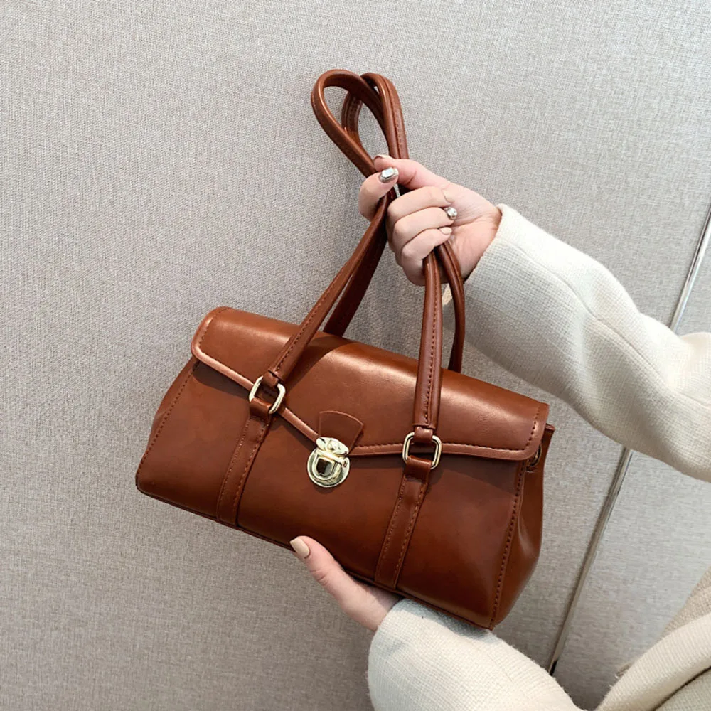 

Hot Sale Solid Color Shoulder Bag Casual Solid Color Pu Leather Tote Bag New Summer Niche Fashion Underarm Bags For Women