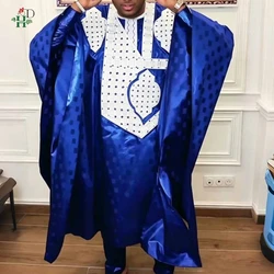 H&D African Clothes for Men Dresses on Clearance Sale African Suit Fabric Embroidery Tradition Clothing Shirt Pants 3 Pcs Set