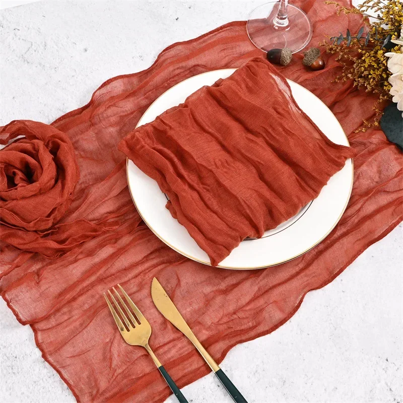 50PCS Restaurant Supplies Boho Rustic Soft Table Napkins Wrinkled Cheesecloth Cloth Napkins for Wedding Parties Event Decoration