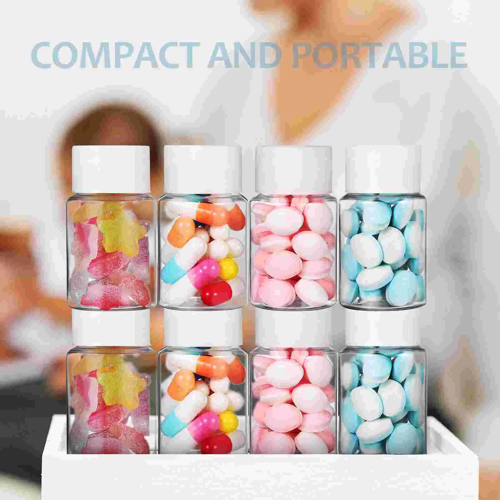 20 Pcs 30ml Small Plastic Bottle Pill Travel Tiny Bottles Liquid with Cap Medicine Holder Fragrance Sample Empty Reusable