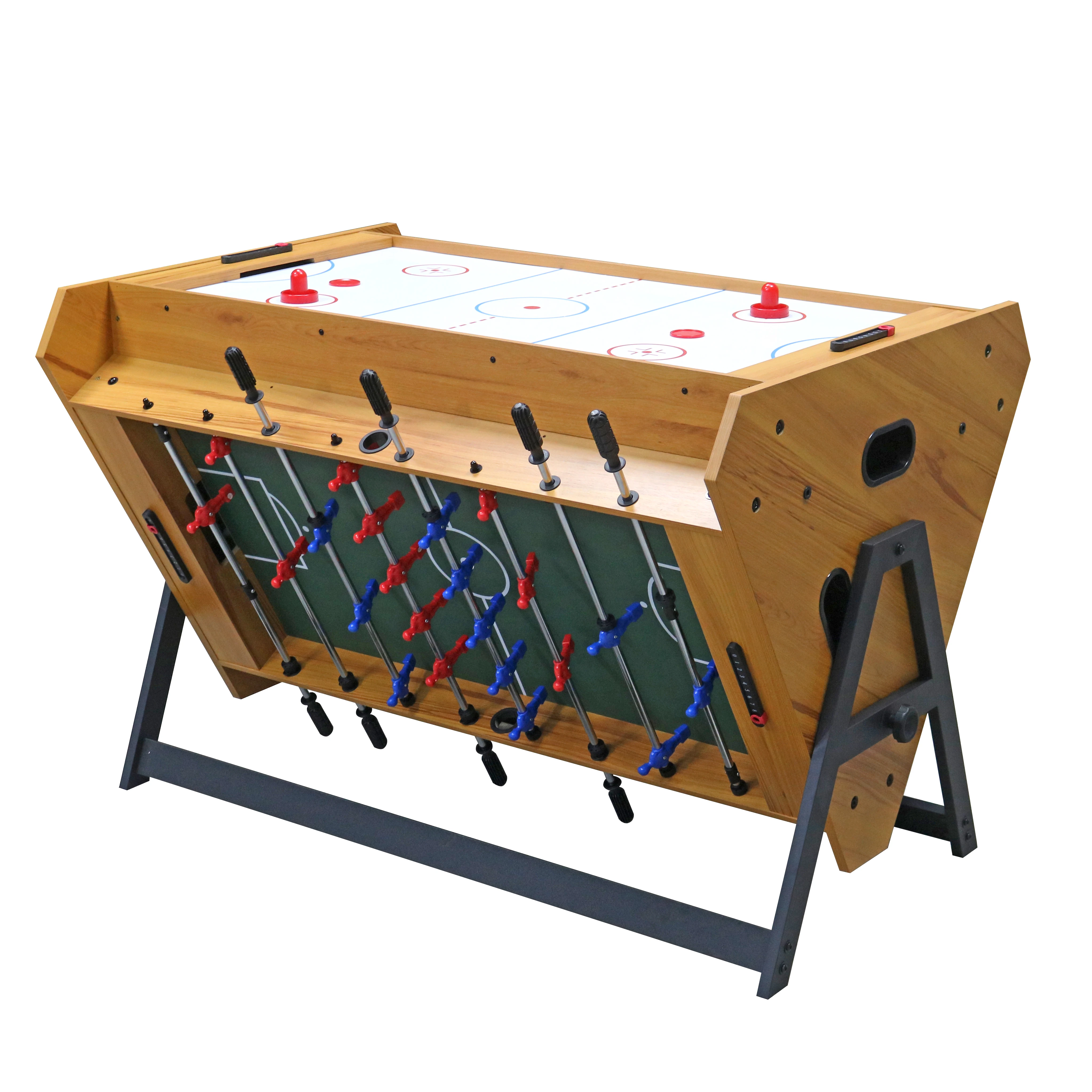 

Custom Size 3-in-1 Multifunctional Flipping Table Football Air Hockey Pool Table Wool Rubber PVC Pockets Green Cloth Indoor Use