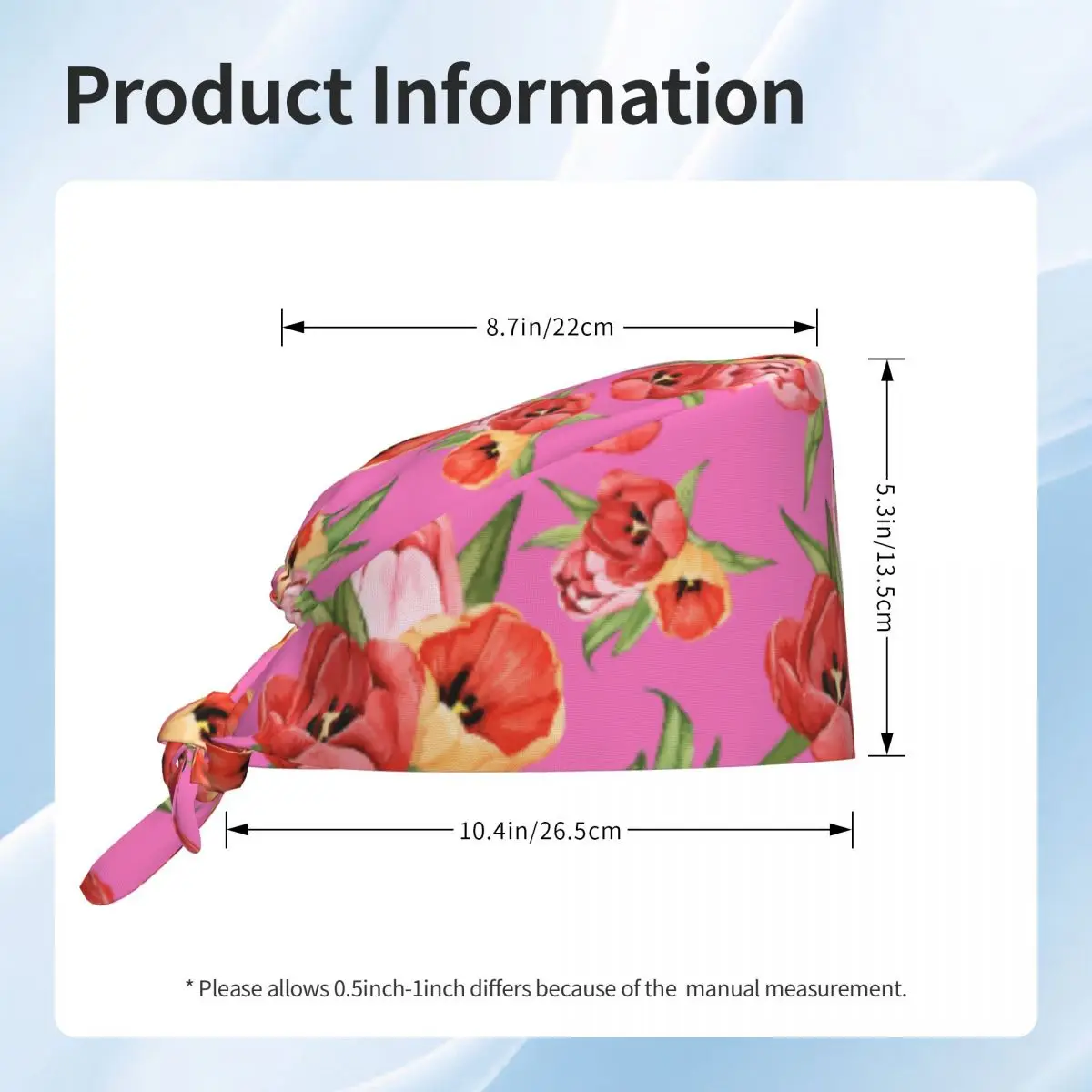 Scrub Caps Medical Nurse Hat Doctors Nurses Tulip Flower Isolated Hospital Healthcare Surgeon Dental working Head caps