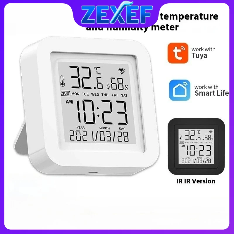 ZEXEF Tuya Temperature&Humidity Smart Sensor With Backlight for Smart Home var WiFi SmartLife Work with Alexa Google Assistant