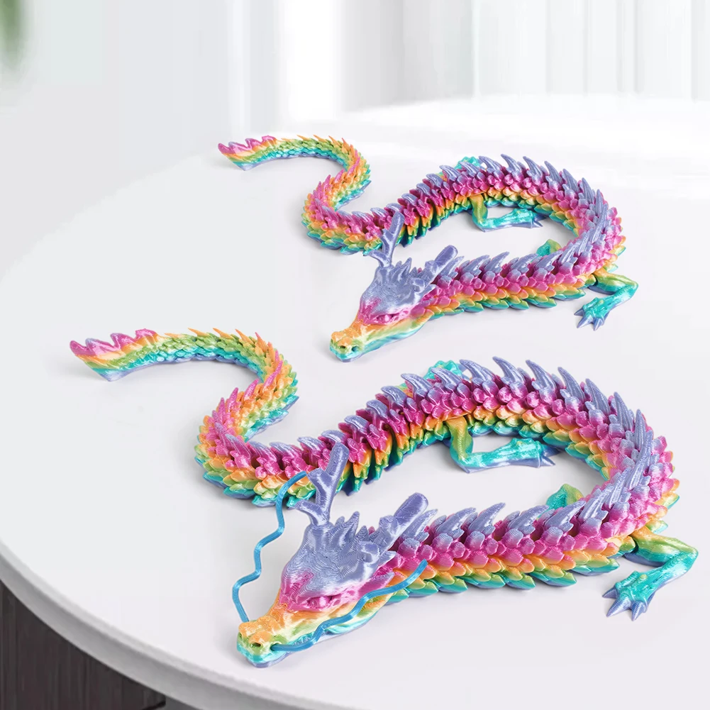 

2Pcs 3D Printed Full Articulated Dragon Model Wear Resist Colored Desktop Dragon Ornament Multi-Purpose for Home Office Decor