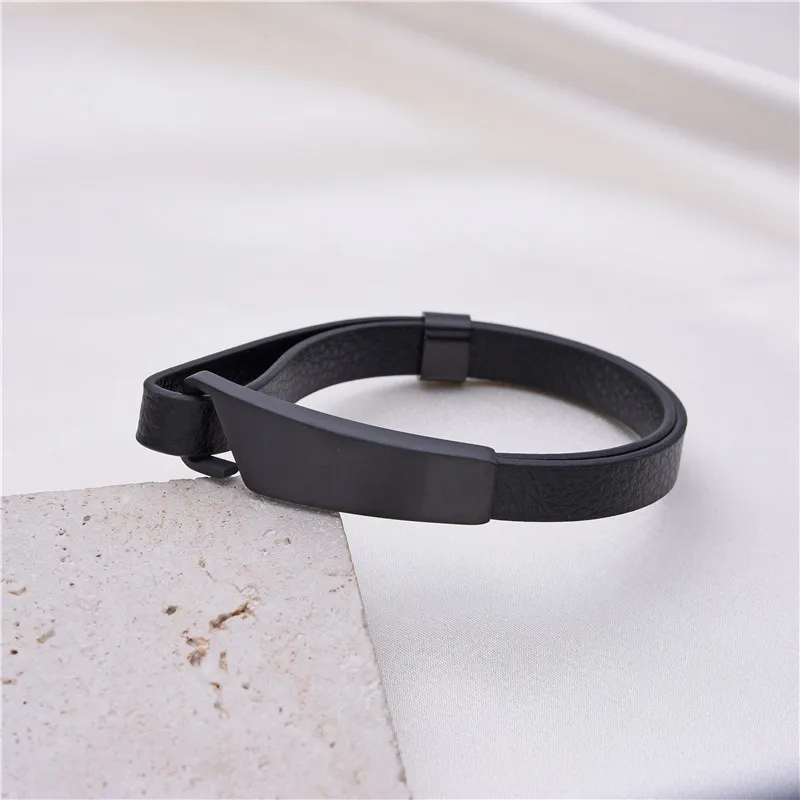 New Hot Sale Minimalist Men Women Bracelets Cool Simple Wristband Jewelry Stainless Steel Cuff Accessories Black Rubber Bangles