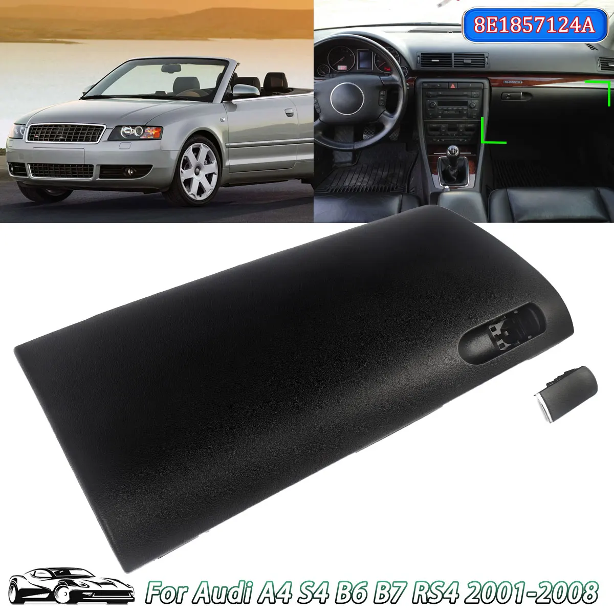 

Black Glove Box For Audi A4 B7 2001-2008 Compartment Door Lid Cover With Buckle CAR Accessories Direct Replacement
