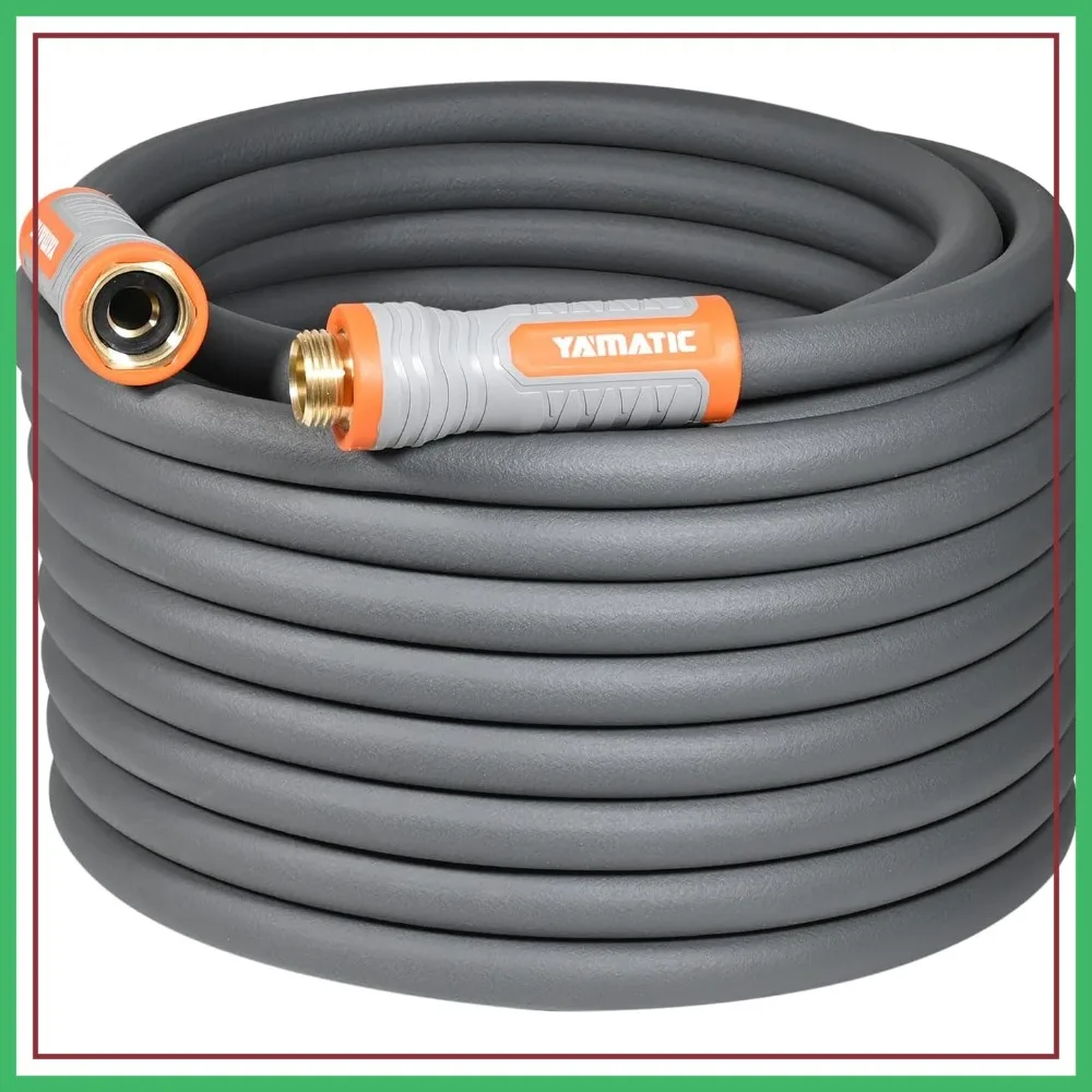 

Heavy Duty Garden Hose 5/8 in x 60 ft with Swivel Handle, Super Flexible, All-Weather, Lightweight, Burst 600 PSI, Gray