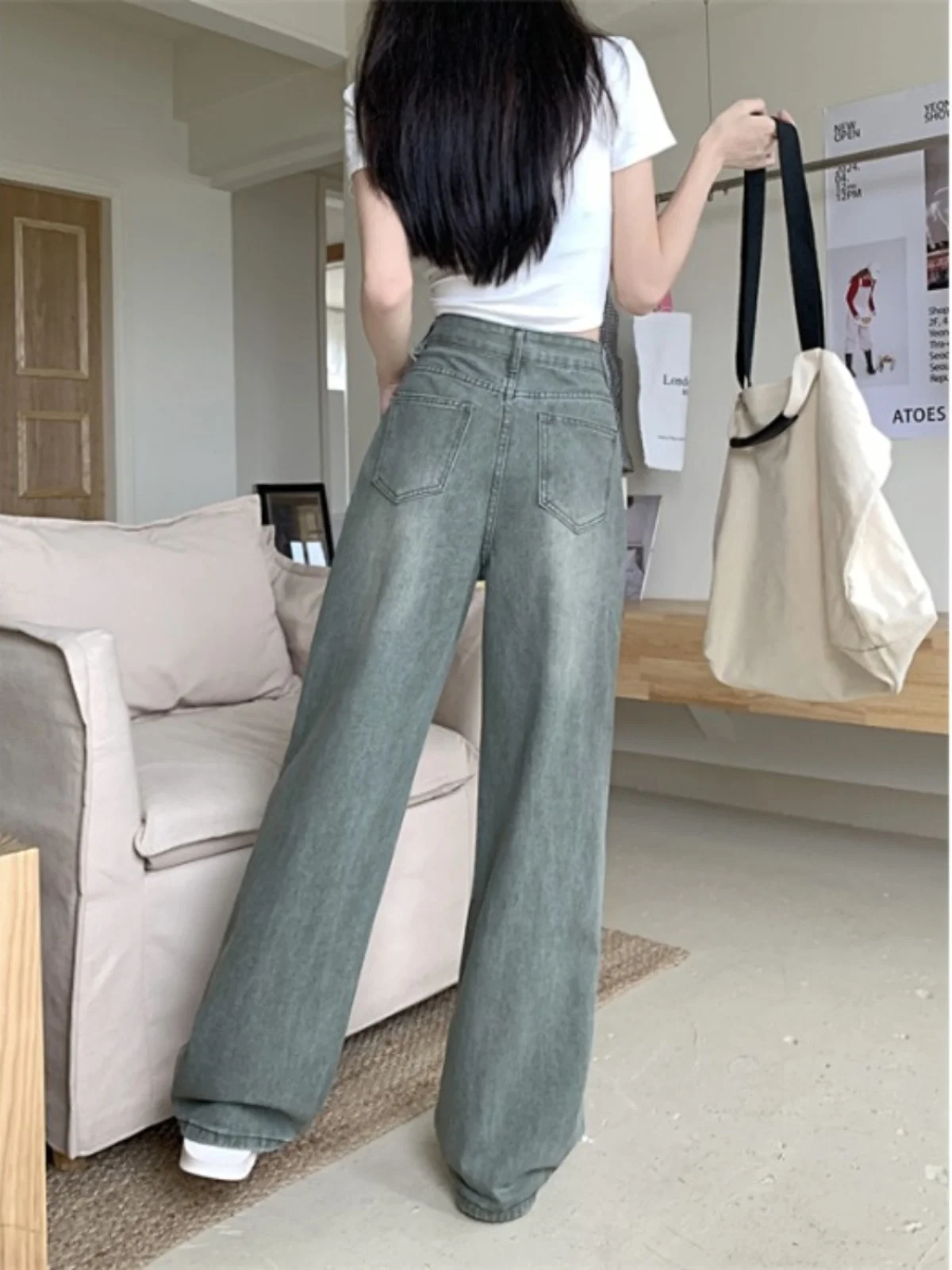 

Autumn Women'S Clothing Wide Jeans Woman Plus Size Big Large Curvy Figure Female Denim Fashion Comfortable Basic Simple Everyday