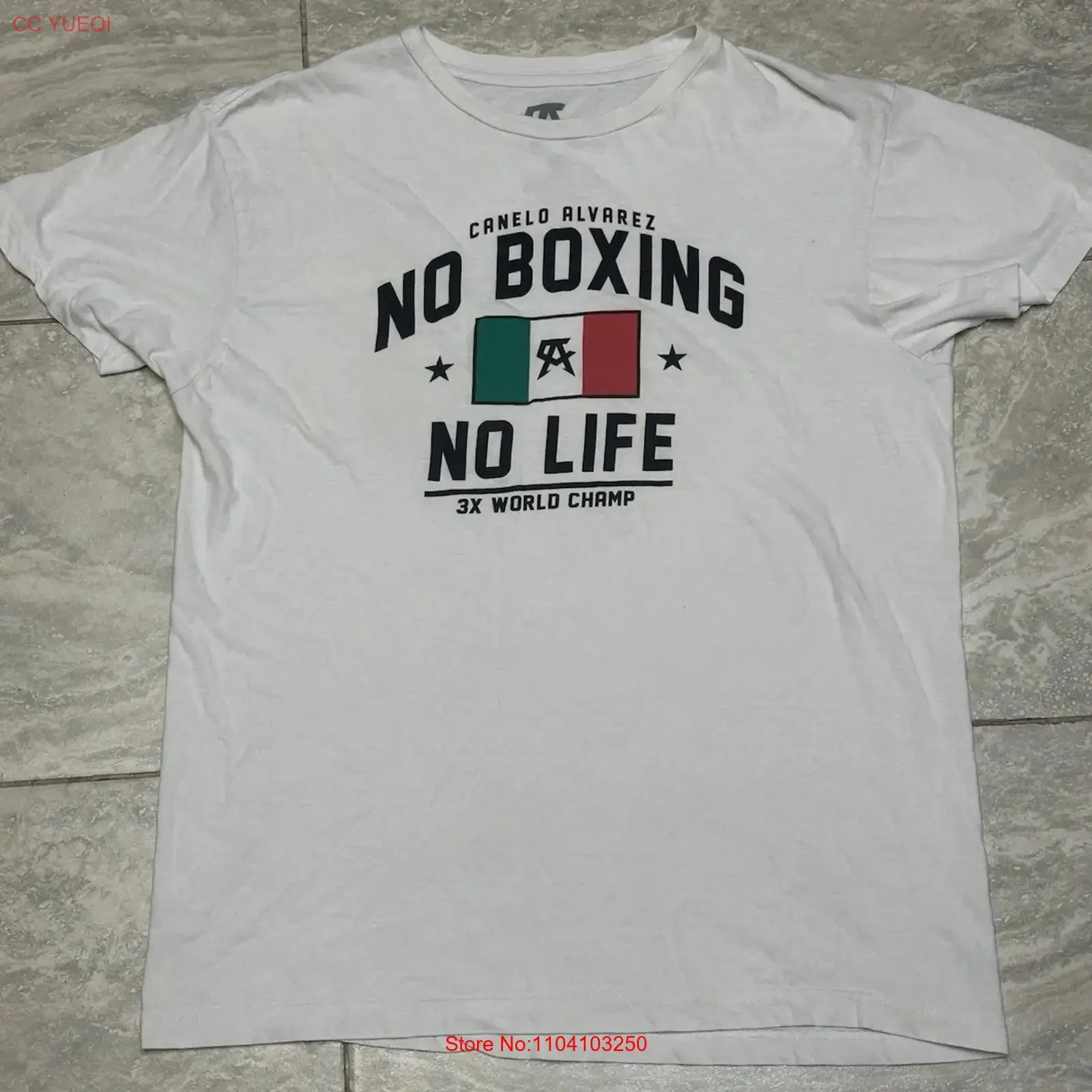 Canelo Saul Alvarez No Boxing Life Men's White T Shirt Size Medium Fighting vintage Washed Top For Everyday Wear Soft