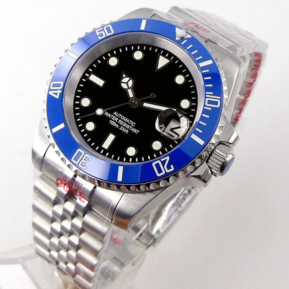 Miyota 8215 PT5000 roestvrij staal 40 mm duik automatisch herenhorloge saffierkristal roterende bezel lichtgevend mechanisch horloge