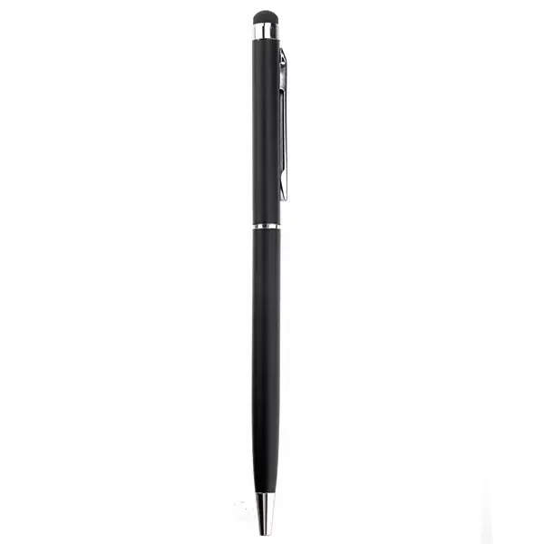 2-in-1 Universal Capacitive Touch Screen Stylus Pen Black High Sensitive Silicone Tip Ballpoint Pen for Smartphone