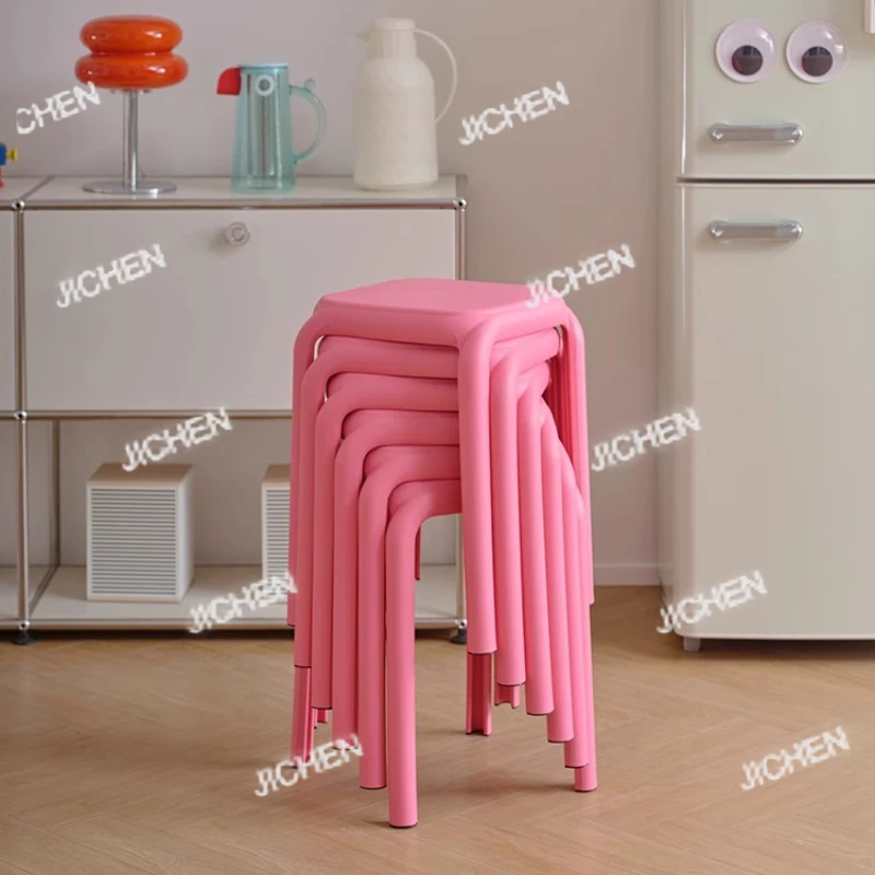 

Стул JC в скандинавском стиле, розовый, пластиковый, усиленный, штабелируемый, современный, для кухни и столовой, многофункциональный, для дома, одноместный