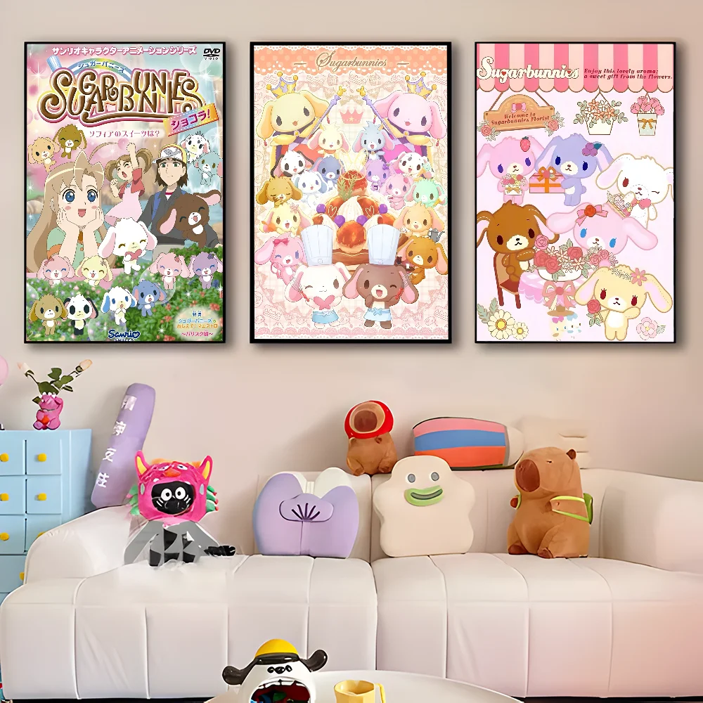 S_sugarbunnies Anime Kawaii Movie Sticky Posters Vintage Room Home Bar Cafe Decor Vintage Decorative Painting