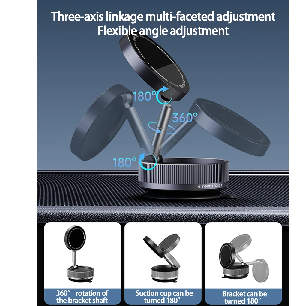 

Universal Car Phone Holder 360 Degree Adjustable Vacuum Mount Magnetic Holder Foldable Design for Car/Desk/Bathroom/Travel/Gym