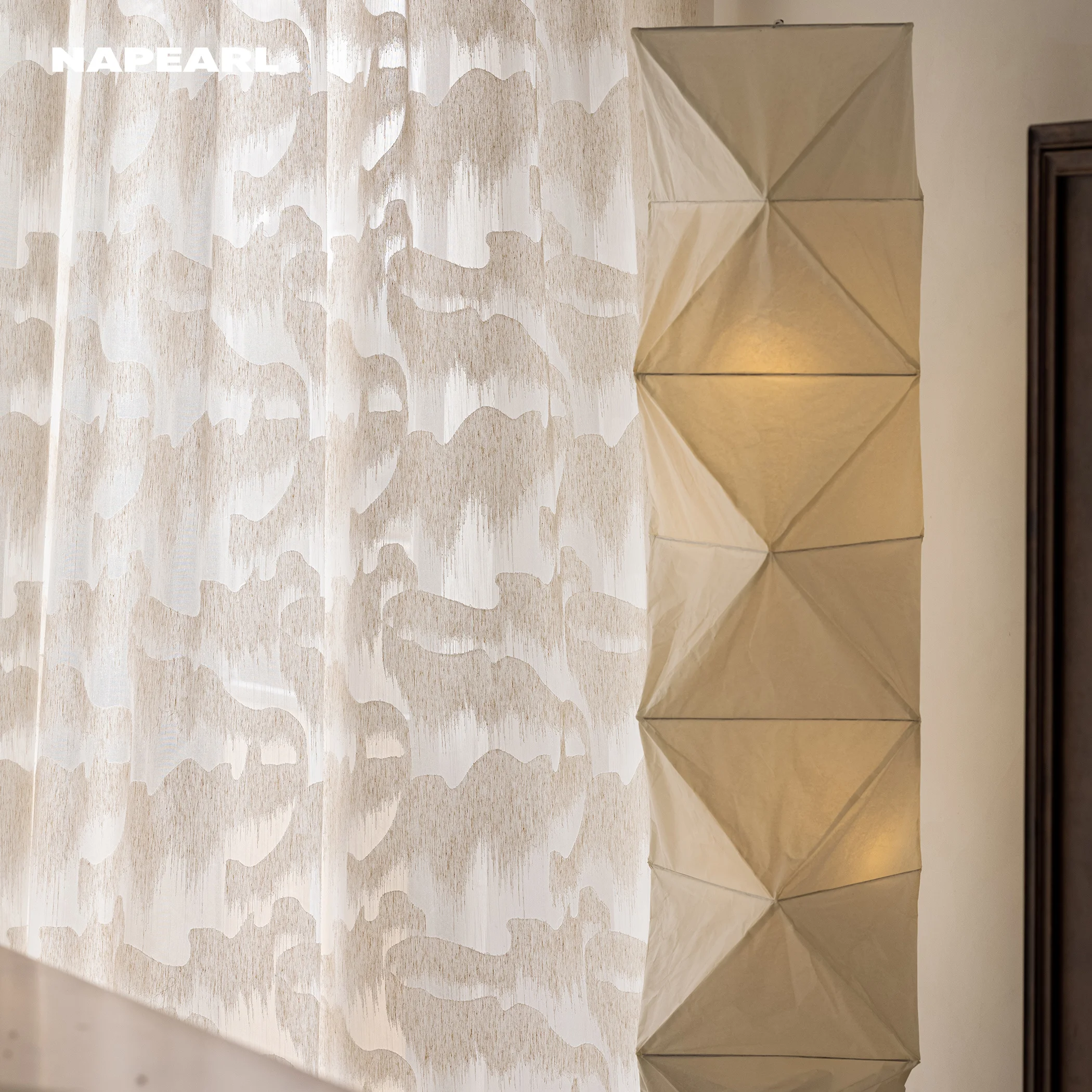 Mountain Landscape Cutting Craft Curtain for Bedroom Living Room Semi Transparent Privacy Window Drapes Wabi Sabi Home Decor