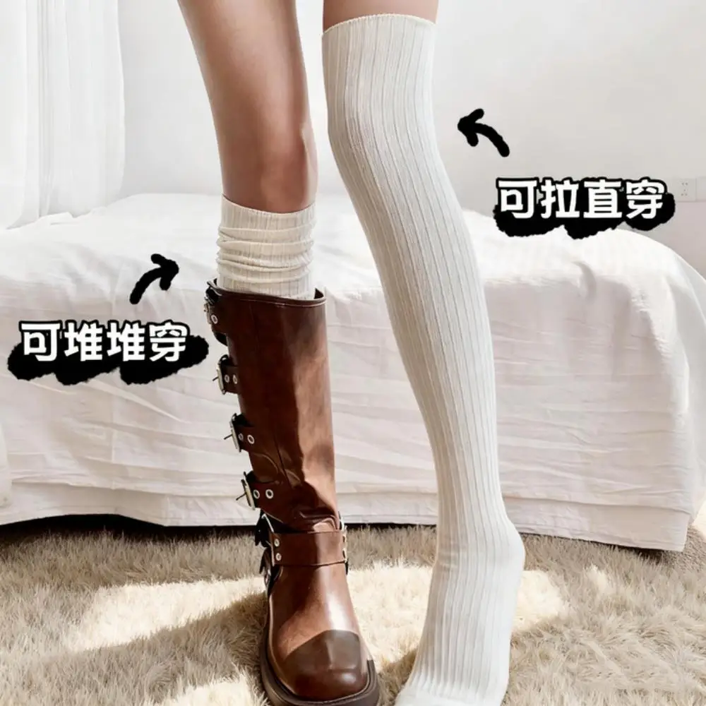 

Корейские однотонные высокие чулки в стиле Харадзюку для женщин и девочек, чулки выше колена в стиле Лолиты, теплые носки для девочек