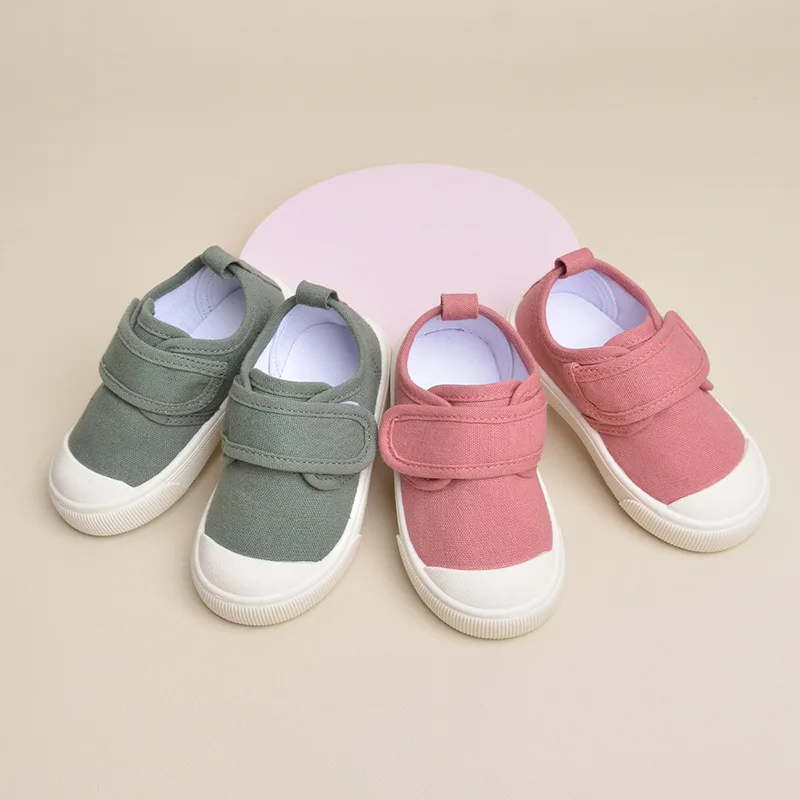 Spring Children Canvas Shoes Fashion Solid Color Breathable Kids Shoes Boys Casual Sneakers Soft Bottom Anti Slip Girls Shoes