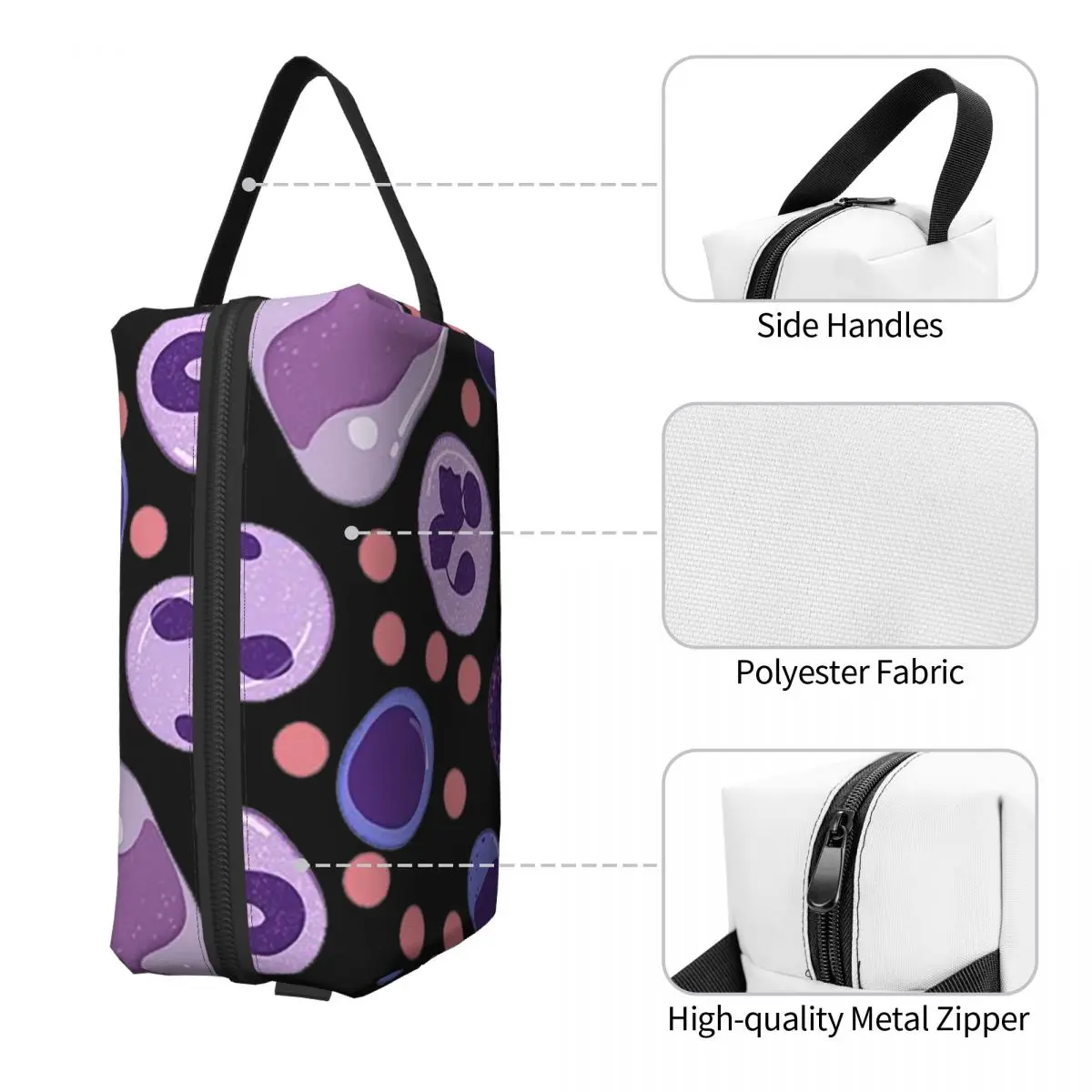 حقيبة مكياج كبيرة بنمط خلايا الدم البيضاء، منظم مستحضرات التجميل، مجموعة أدوات التخزين، حقيبة مستحضرات التجميل، مقلمة