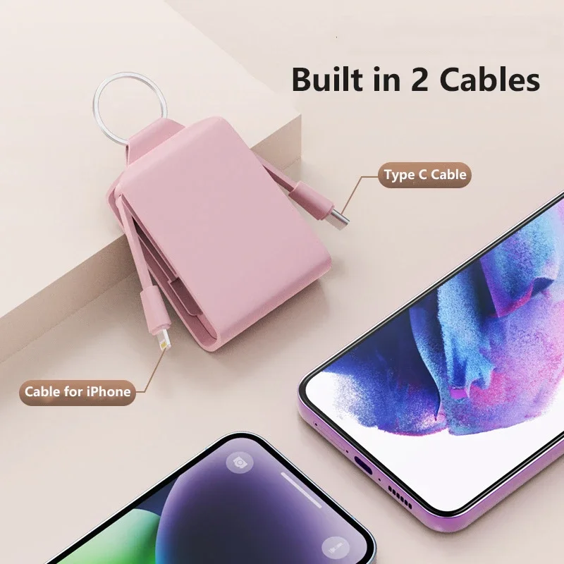 

2000mAh Mini Power Bank Emergency Portable Charger Keychain Powerbank for iPhone 17 Samsung Huawei Xiaomi External Spare Battery