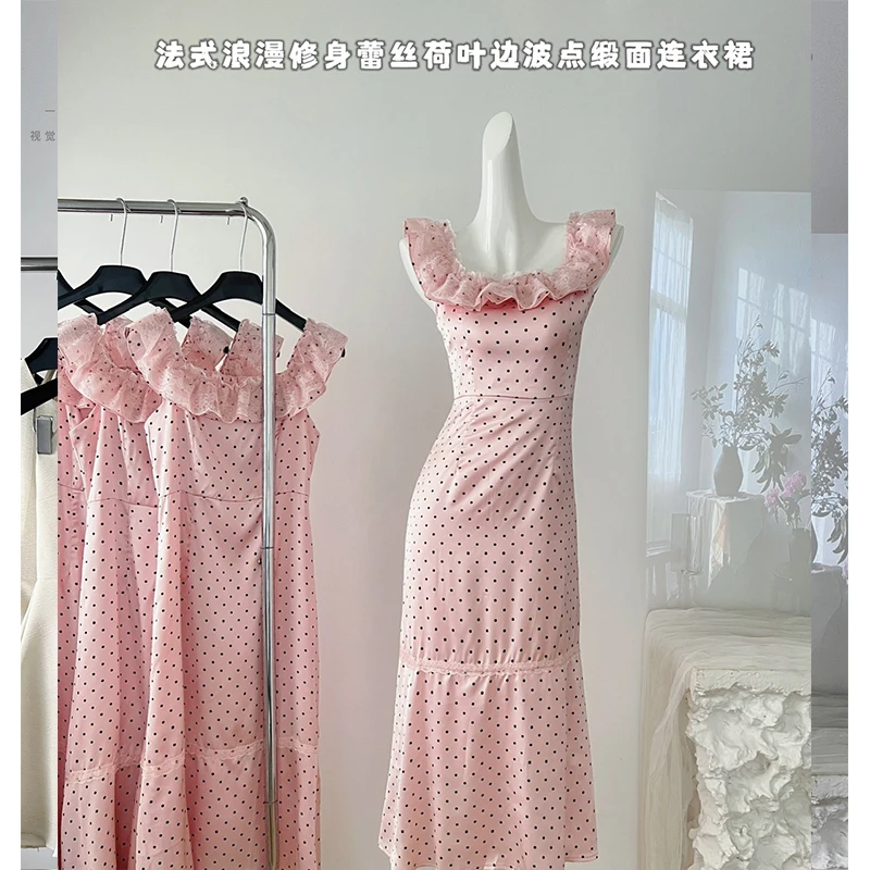 

Women's A-line Dot Dress 90s Vintage Elegant Sleeveless Mini Dresses Korean Style Y2k One Piece Frocks 2000s Clothes Summer 202