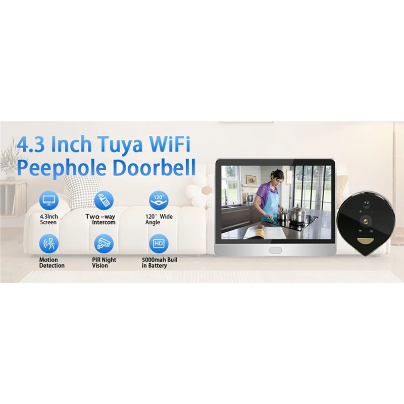 جرس باب عين القطة للرؤية الليلية الرقمية من ABKI - مراقبة Tuya Wifi الذكية لمنزلك