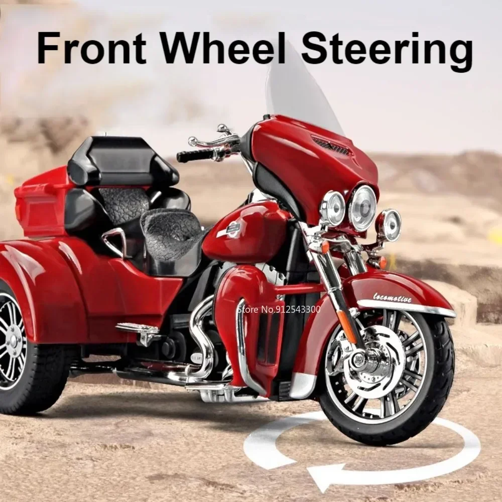 1:9 스케일 삼륜 합금 오토바이 장난감 모델카 사운드 라이트 풀백 쇼크 흡수 모델 데스크탑 장식품 선물