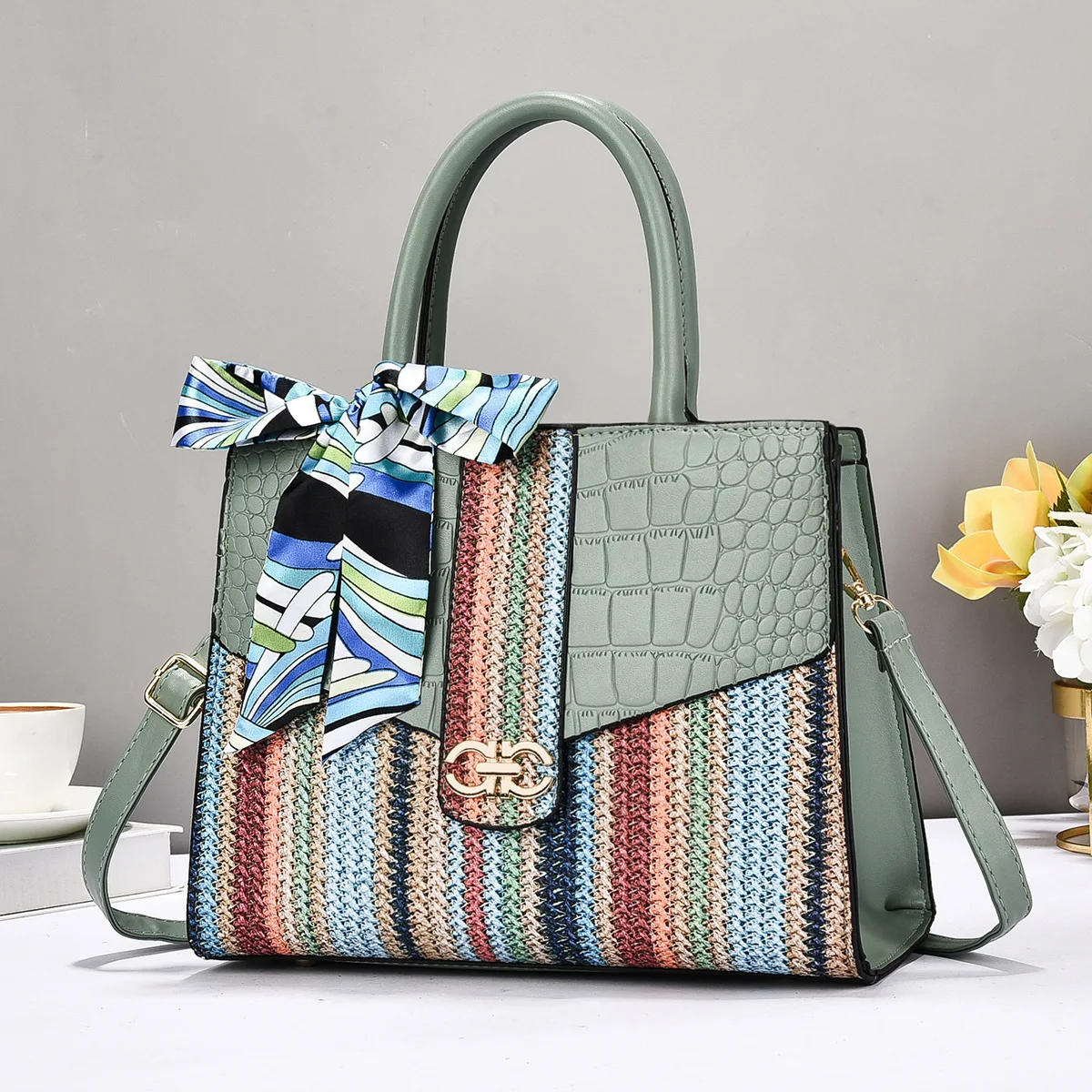 

Handheld Large Capacity Handbags for Women Luxury Designer 2025 New Fashion Ribbon Commuter Pendant Mom Shoulder Crossbody Bags