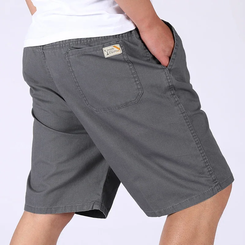 Herren Casual 100% Baumwoll-Shorts Weich Gewaschen Locker Sitzende Bermuda-Shorts Sommer Elastischer Bund Kordelzug-Shorts für Herren Tägliche Kleidung – Detail 16