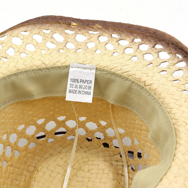 New Cowboy Hat Women Men Retro Raffia Straw Hats Summer Sun Hat Outdoor Sunshade Beach Hat Western Sombrero Panama Hat