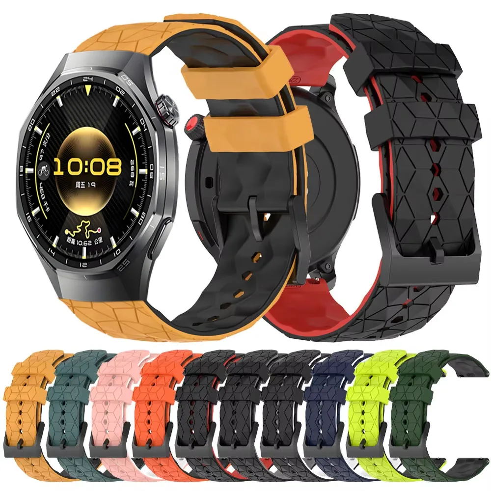 22/20mm Silicone Strap For Huawei Watch 5/4/GT6-5-4 Football Pattern Bracelet Amazfit GTR 4/Balance 2/Bip 6 Samsung Watch 7/6/5