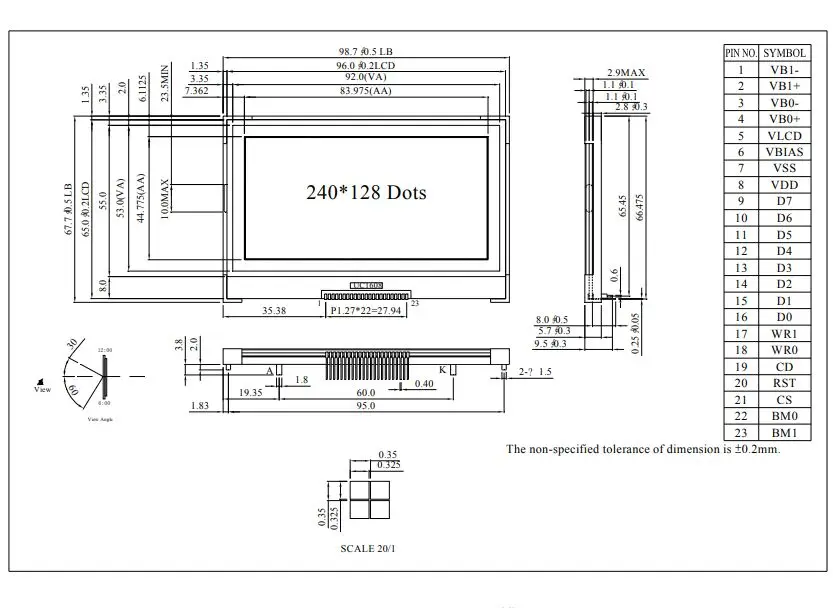 LCD Module WO240128A-TFH WINSTAR Graphic LCD 240 x 128 dots COG LCD module ,New and original 1 pc/Lot