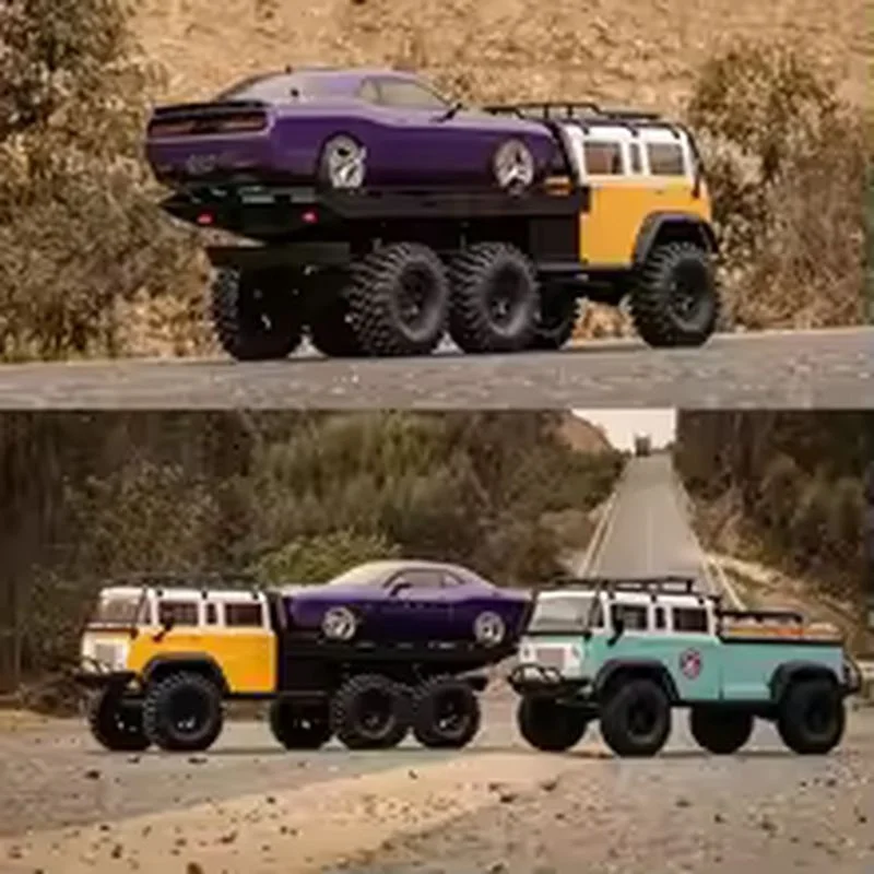 

New CROSSRC EMO JT6 RC Car 1/10 6WD Brushed Electric RC Truck 4 Channel RC Van Trailer Model Simulation Lights Toy Truck Gifte