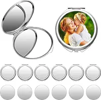 Envío Gratis, 20 unids/lote, espacios en blanco para sublimación, espejo compacto de bolsillo de Metal, espejo de maquillaje de viaje para mujeres y hombres, uso en viajes en casa