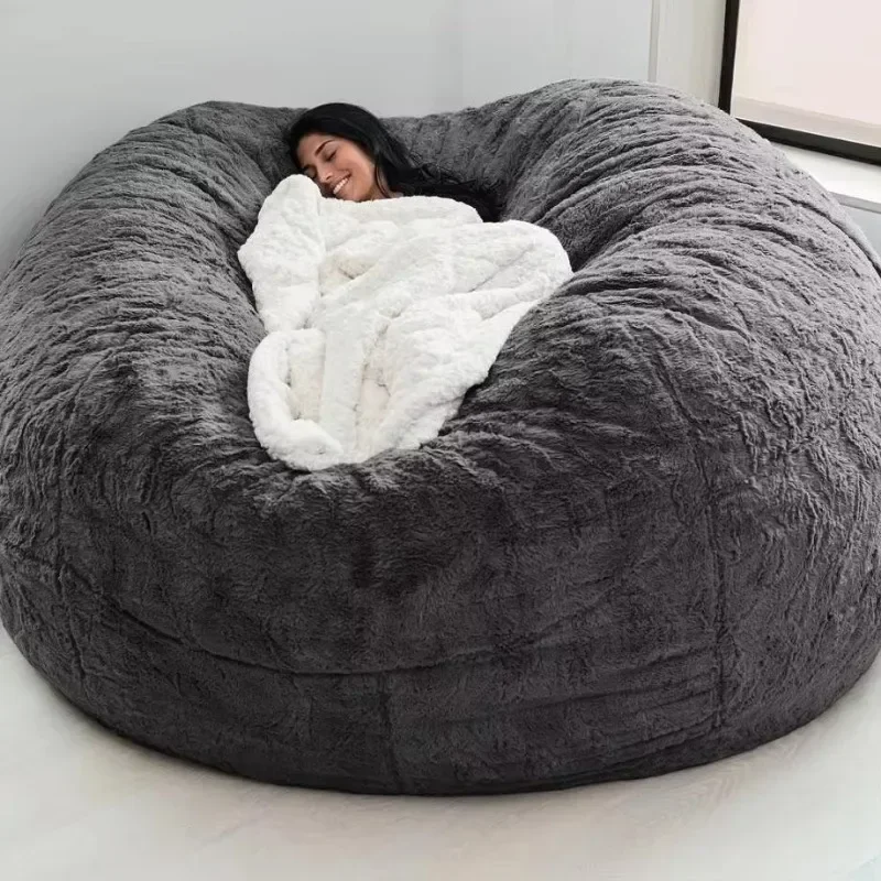 Lazy Sofa Foam Bed Bean Bag Double Triple Bedroom Plush Bean Bean Rice Fabric Recliner with Filling Jumbo Bean Bag