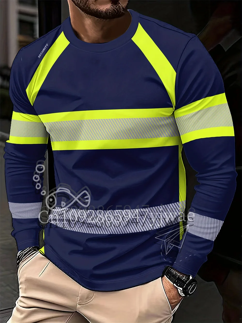 Herren Freizeit 3D-Druck Langarm T-Shirt Fluoreszierende Farbe Heim- und Arbeitskleidung Atmungsaktives Schnelltrocknendes Mesh T-Shirt Herren T-Shirt – Detail 4