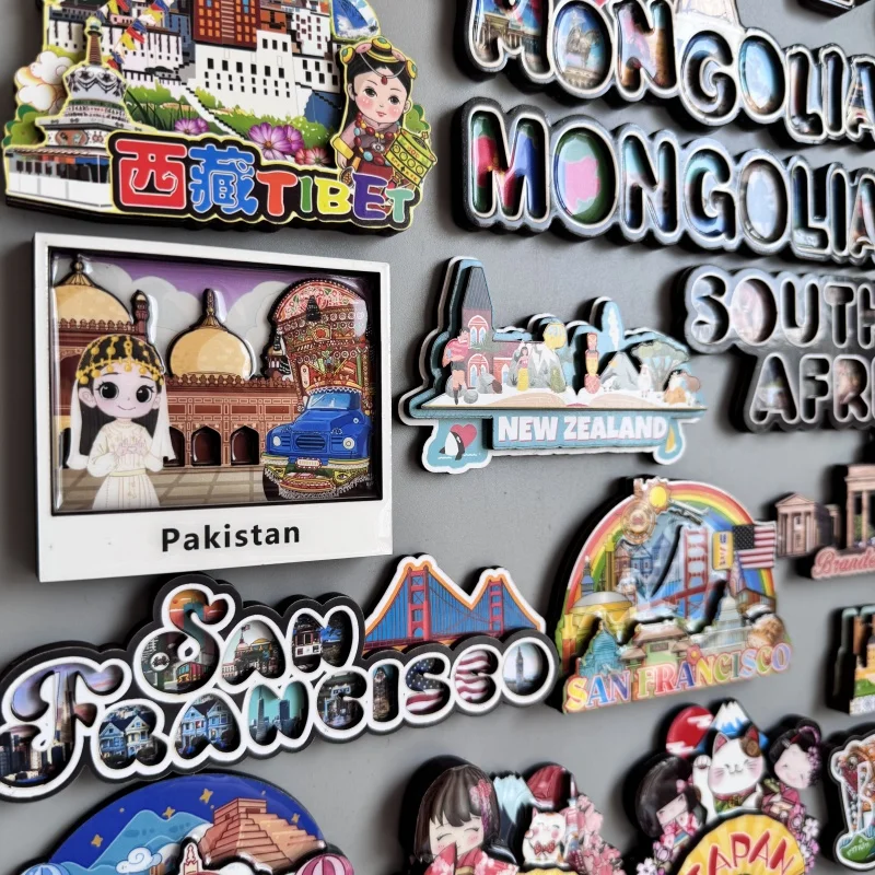 Wood fridge magnets Mauritius Vietnam Mongolia Brazil Portugal Mexico Japan Bali South Africa Saudi Arabia Botswana  New Zealand