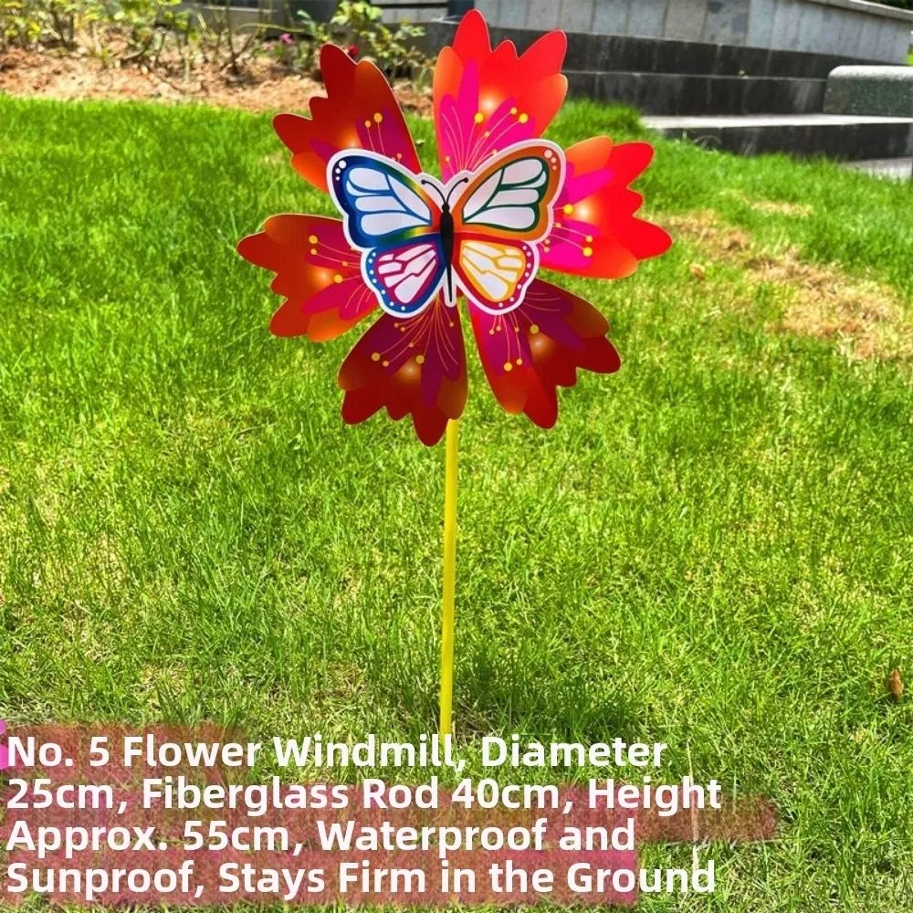 Multistyles Bloem Vlinder Windmolen PVC Kleurrijk Staand Gazon Bloem Pinwheel Diameter 25cm Grote Draaitafel Windmolen