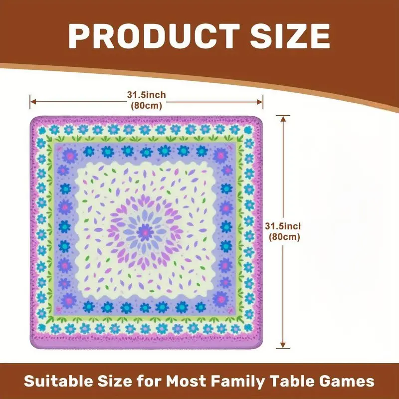 VIKAMA Macaron Mandala Mahjong Table Mat, Non-Slip, Noise-Reducing Square Game Mat, Mahjong and Poker Table Decoration