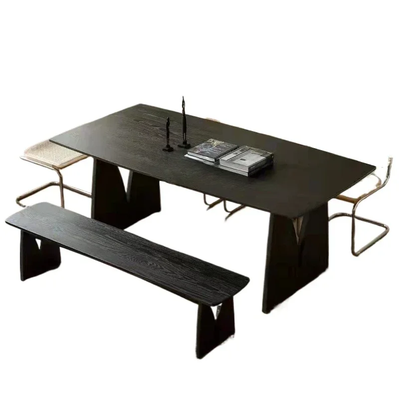 

Log Desk Creative Solid Wood Conference Table Black Large Board Table Tea Making Table Simple Modern Workbench