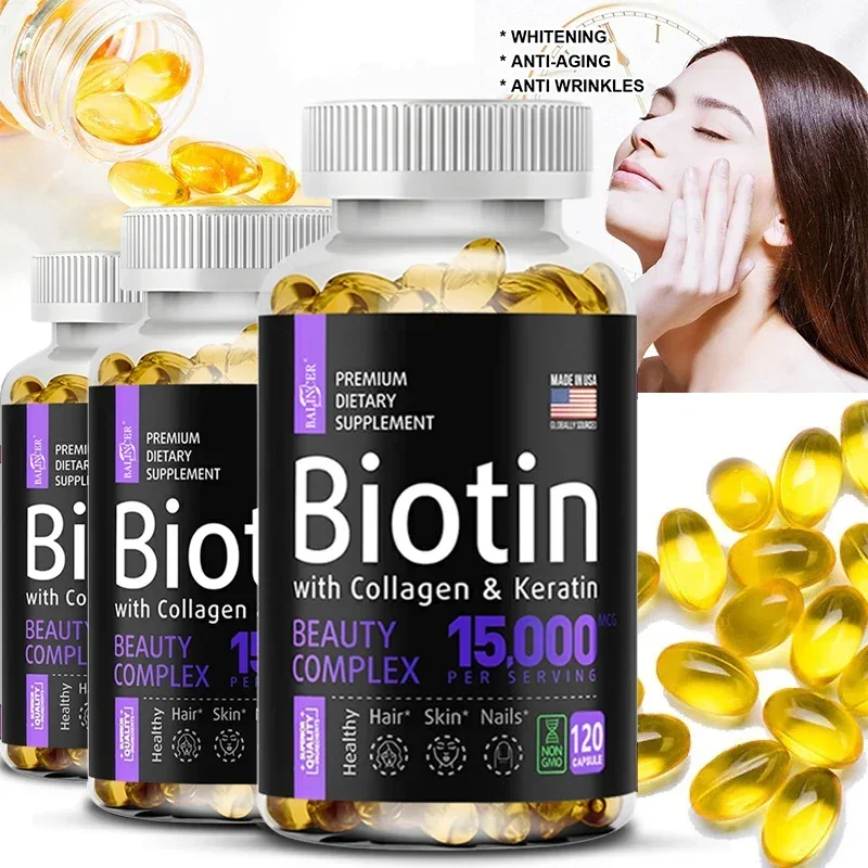 Balincer Collagen Biotin Capsules, promote hair growth, strengthen brittle nails, beautiful skin, support joints and bones