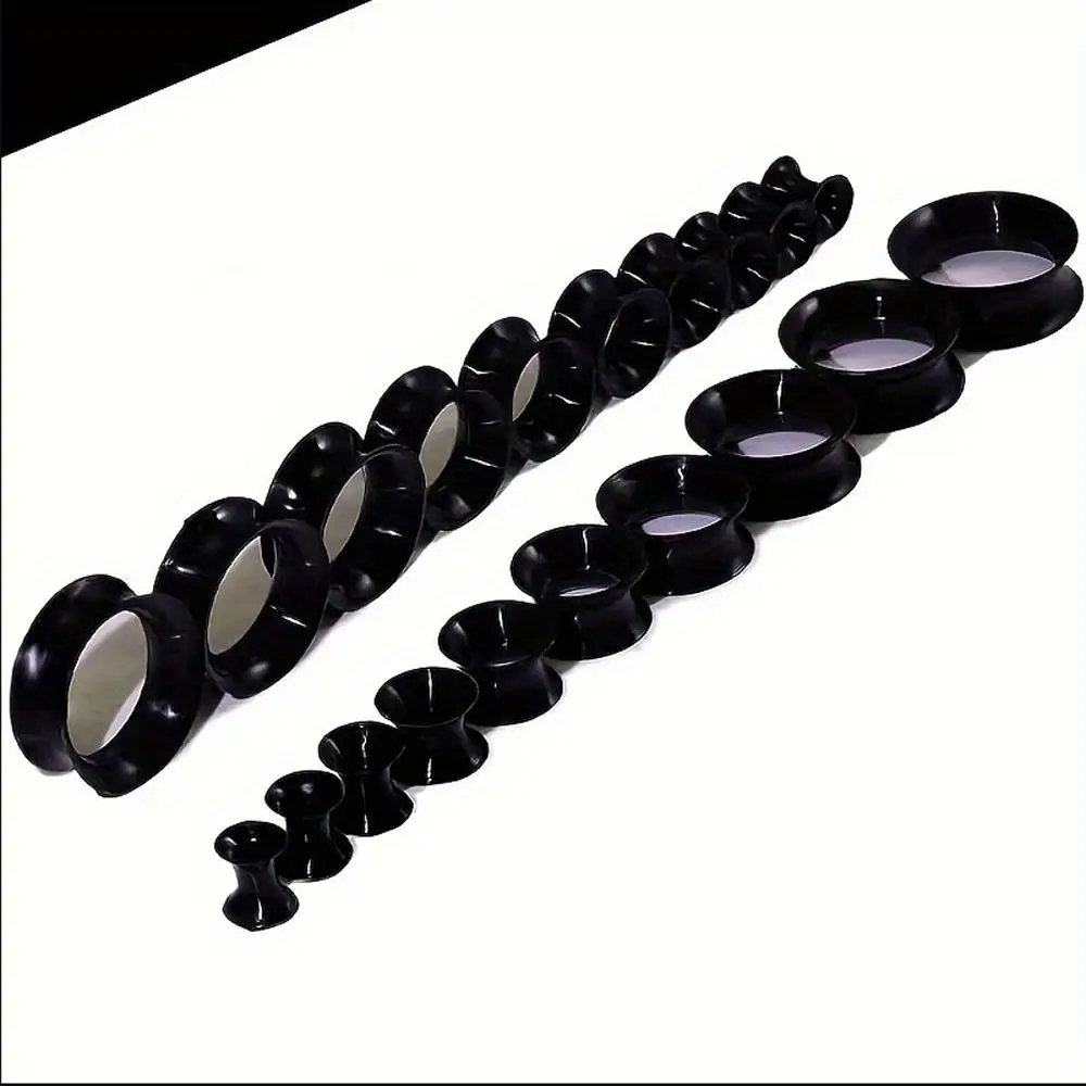 20Pcs Set Thin Silicone Ear Tunnels 6‑25mm Clear Black White Double Flare Soft Flexible Earrings Tunne Ear Piercings Stretcher